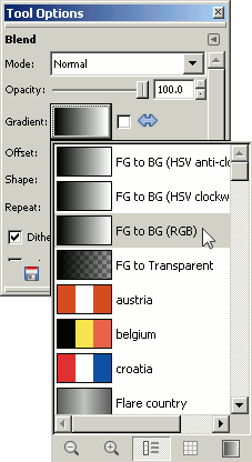 Gradient options box